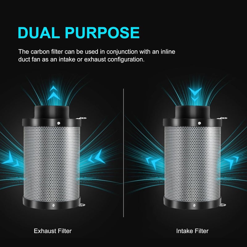 ATOUR 4" Air Carbon Filter with Australian Virgin Charcoal – Superior Odor Control for Grow Tent Smelliniss Scrubber, Inline Fans, Hydroponics. Includes Pre-Filter & Insulated Flange 4"x11" - Image 3